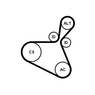 Kit de courroie d'accessoire (Courroie d’alternateur) CONTITECH ref. 6PK1179 EXTRA K1
